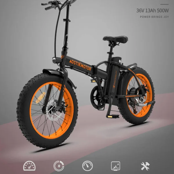 Aostirmotor A20 Folding Fat Tire 500W 36V Electric Bike - Image 3