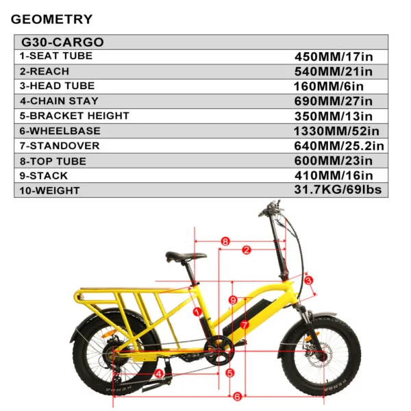 EUNORAU G30-CARGO 500W 48V Dual Battery Family Cargo Electric Bike - Image 2