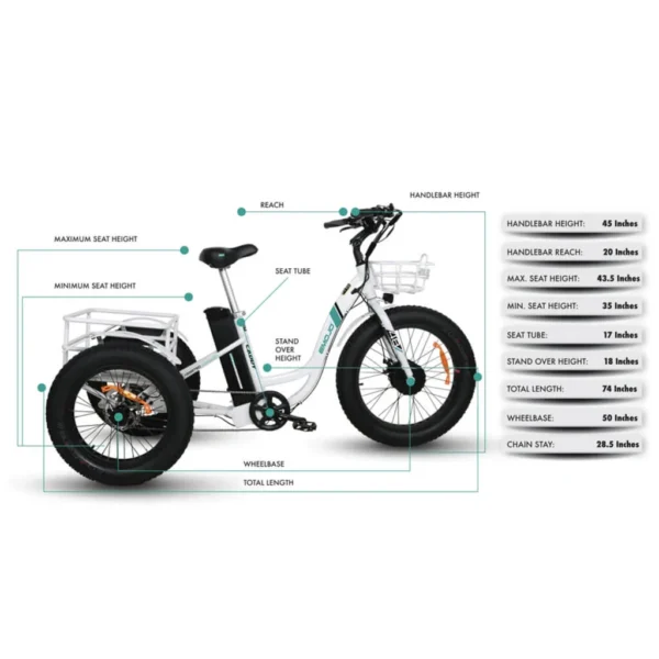 Emojo Caddy 500W 48V Fat Tire Electric Tricycle - Image 2